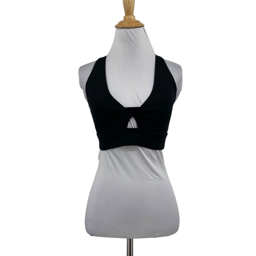 Fabletics Sports Bra Womens XS/S Black‎ Principal Low Impact Padded Keyhole